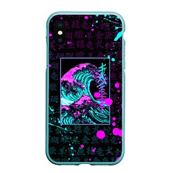 Чехол iPhone XS Max матовый НЕОНОВЫЕ ВОЛНЫ НЕОН ЯПОНИЯ КАНАГАВА, цвет: 3D-мятный