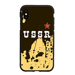 Чехол iPhone XS Max матовый USSR - СЕРП И МОЛОТ Краски, цвет: 3D-черный