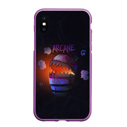 Чехол iPhone XS Max матовый Бомба Джинкс ARCANE, цвет: 3D-фиолетовый