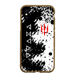 Чехол iPhone XS Max матовый The Witcher black & white, цвет: 3D-коричневый