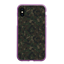 Чехол iPhone XS Max матовый Камуфляж: лесной, цвет: 3D-фиолетовый