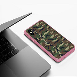 Чехол iPhone XS Max матовый Камуфляж: классика, цвет: 3D-малиновый — фото 2