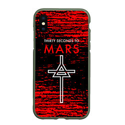 Чехол iPhone XS Max матовый 30 Seconds to Mars - До марса 30 сек, цвет: 3D-темно-зеленый