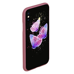 Чехол iPhone XS Max матовый Butterflies Sky, цвет: 3D-малиновый — фото 2