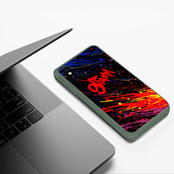 Чехол iPhone XS Max матовый 9 грамм брызги красок, цвет: 3D-темно-зеленый — фото 2