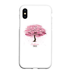 Чехол iPhone XS Max матовый Sakura Tree, цвет: 3D-белый