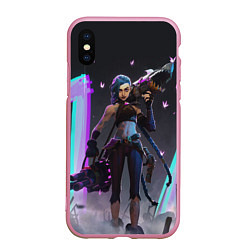 Чехол iPhone XS Max матовый ARCANE JINX League Of Legends, цвет: 3D-розовый