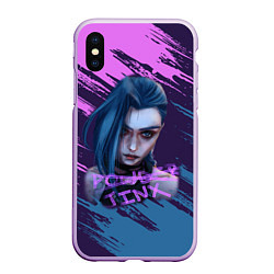 Чехол iPhone XS Max матовый ARCANE League Of Legends JINX, цвет: 3D-сиреневый