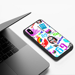 Чехол iPhone XS Max матовый 6IX9INE паттерн, цвет: 3D-черный — фото 2