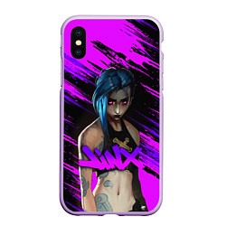 Чехол iPhone XS Max матовый League Of Legends ДЖИНКС НЕОН NEON, цвет: 3D-сиреневый