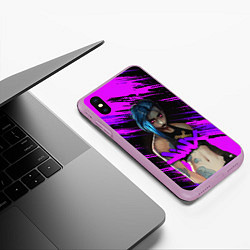 Чехол iPhone XS Max матовый League Of Legends ДЖИНКС НЕОН NEON, цвет: 3D-сиреневый — фото 2