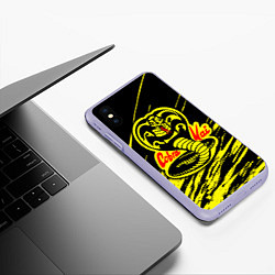 Чехол iPhone XS Max матовый Кобра Кай логотип, цвет: 3D-светло-сиреневый — фото 2