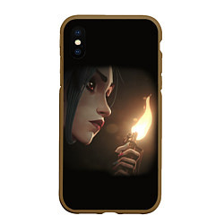 Чехол iPhone XS Max матовый Arcane - League Of Legends Jinx с огнем, цвет: 3D-коричневый