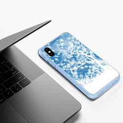 Чехол iPhone XS Max матовый Коллекция Зимняя сказка Зимний пейзаж W-1, цвет: 3D-голубой — фото 2