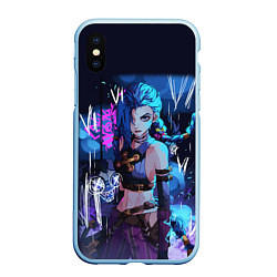 Чехол iPhone XS Max матовый Аркейн - League Of Legends Джинкс, цвет: 3D-голубой