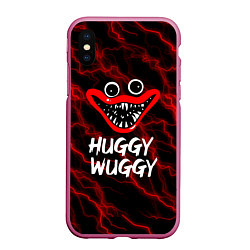 Чехол iPhone XS Max матовый Huggy Wuggy гроза, цвет: 3D-малиновый