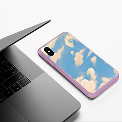 Чехол iPhone XS Max матовый Рисунок голубого неба с облаками маслом, цвет: 3D-сиреневый — фото 2