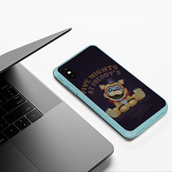 Чехол iPhone XS Max матовый Плюшевый Фредди FNAFs, цвет: 3D-мятный — фото 2