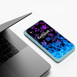 Чехол iPhone XS Max матовый Стихия Genshin Impact Fire, цвет: 3D-мятный — фото 2