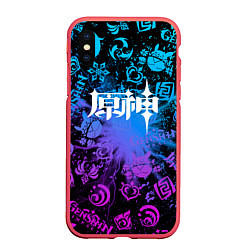 Чехол iPhone XS Max матовый Genshin Impact - Стихия Геншин, цвет: 3D-красный