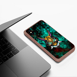 Чехол iPhone XS Max матовый Genshin Impact - Маска Сяо, цвет: 3D-коричневый — фото 2