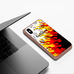 Чехол iPhone XS Max матовый Genshin Impact - Fire, цвет: 3D-коричневый — фото 2