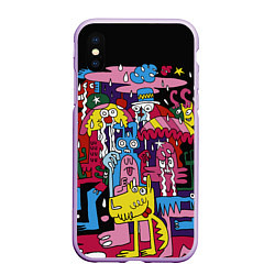 Чехол iPhone XS Max матовый Разноцветные монстры, цвет: 3D-сиреневый