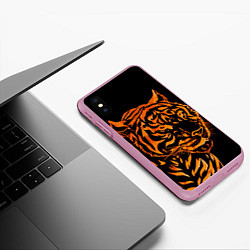 Чехол iPhone XS Max матовый Огненный Еигр Fire Еiger Пламя, цвет: 3D-розовый — фото 2