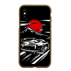 Чехол iPhone XS Max матовый TOYOTA SUPRA Под Луной, цвет: 3D-коричневый