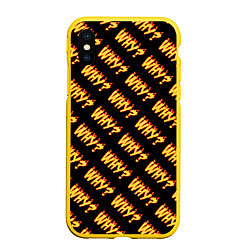 Чехол iPhone XS Max матовый Why? черный, цвет: 3D-желтый