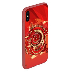Чехол iPhone XS Max матовый Красно-огненный дракон, цвет: 3D-красный — фото 2