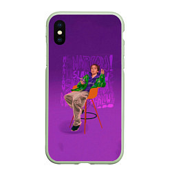 Чехол iPhone XS Max матовый Сидящий Слава, цвет: 3D-салатовый