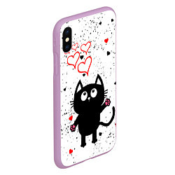 Чехол iPhone XS Max матовый Влюблённый котик Cat Love, цвет: 3D-сиреневый — фото 2