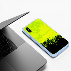 Чехол iPhone XS Max матовый НЕОНОВЫЕ БРЫЗГИ КРАСКИ, цвет: 3D-голубой — фото 2
