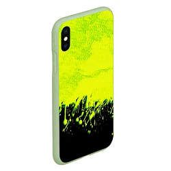 Чехол iPhone XS Max матовый НЕОНОВЫЕ БРЫЗГИ КРАСКИ, цвет: 3D-салатовый — фото 2
