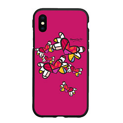 Чехол iPhone XS Max матовый Romero Britto - flying hearts, цвет: 3D-черный