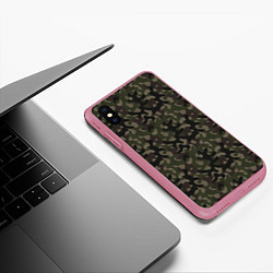 Чехол iPhone XS Max матовый Лесной Охотничий Камуфляж, цвет: 3D-малиновый — фото 2
