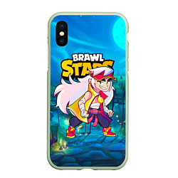 Чехол iPhone XS Max матовый FANG BRAWL STARS GAME, цвет: 3D-салатовый