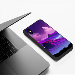 Чехол iPhone XS Max матовый Горы Закат Аниме, цвет: 3D-черный — фото 2