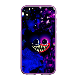 Чехол iPhone XS Max матовый Хаги Ваги Огонь, цвет: 3D-фиолетовый
