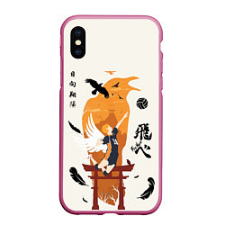 Чехол iPhone XS Max матовый Волейбол Fly High Hinata, цвет: 3D-малиновый