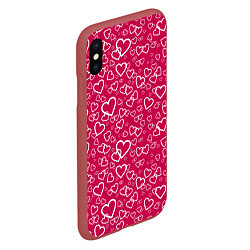 Чехол iPhone XS Max матовый Влюблённые Сердца LOVE, цвет: 3D-красный — фото 2