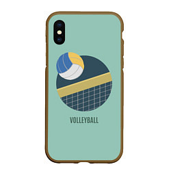 Чехол iPhone XS Max матовый Volleyball Спорт, цвет: 3D-коричневый