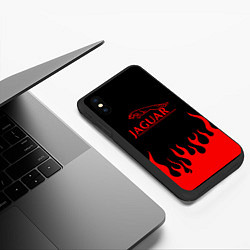Чехол iPhone XS Max матовый Jaguar, Ягуар огонь, цвет: 3D-черный — фото 2
