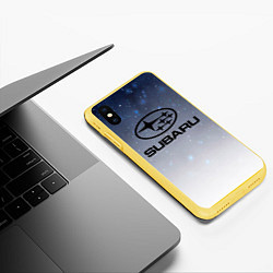 Чехол iPhone XS Max матовый SUBARU авто, супер, цвет: 3D-желтый — фото 2
