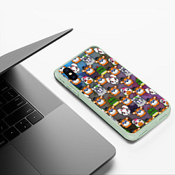 Чехол iPhone XS Max матовый Фредди, Рокси, Ванни, Чика и Монтгомери, цвет: 3D-салатовый — фото 2
