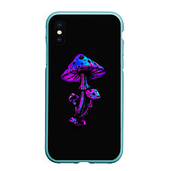 Чехол iPhone XS Max матовый Неоновый гриб, цвет: 3D-мятный