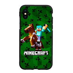 Чехол iPhone XS Max матовый Minecraft, Майнкрафт 2022, цвет: 3D-черный