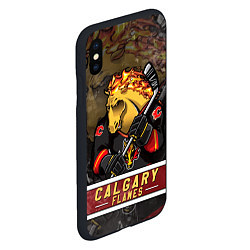 Чехол iPhone XS Max матовый Калгари Флэймз, Calgary Flames Маскот, цвет: 3D-черный — фото 2