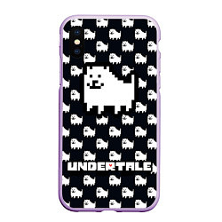 Чехол iPhone XS Max матовый UNDERTALE DOG AND LOGO УНДЕРТАЛЕ, цвет: 3D-сиреневый